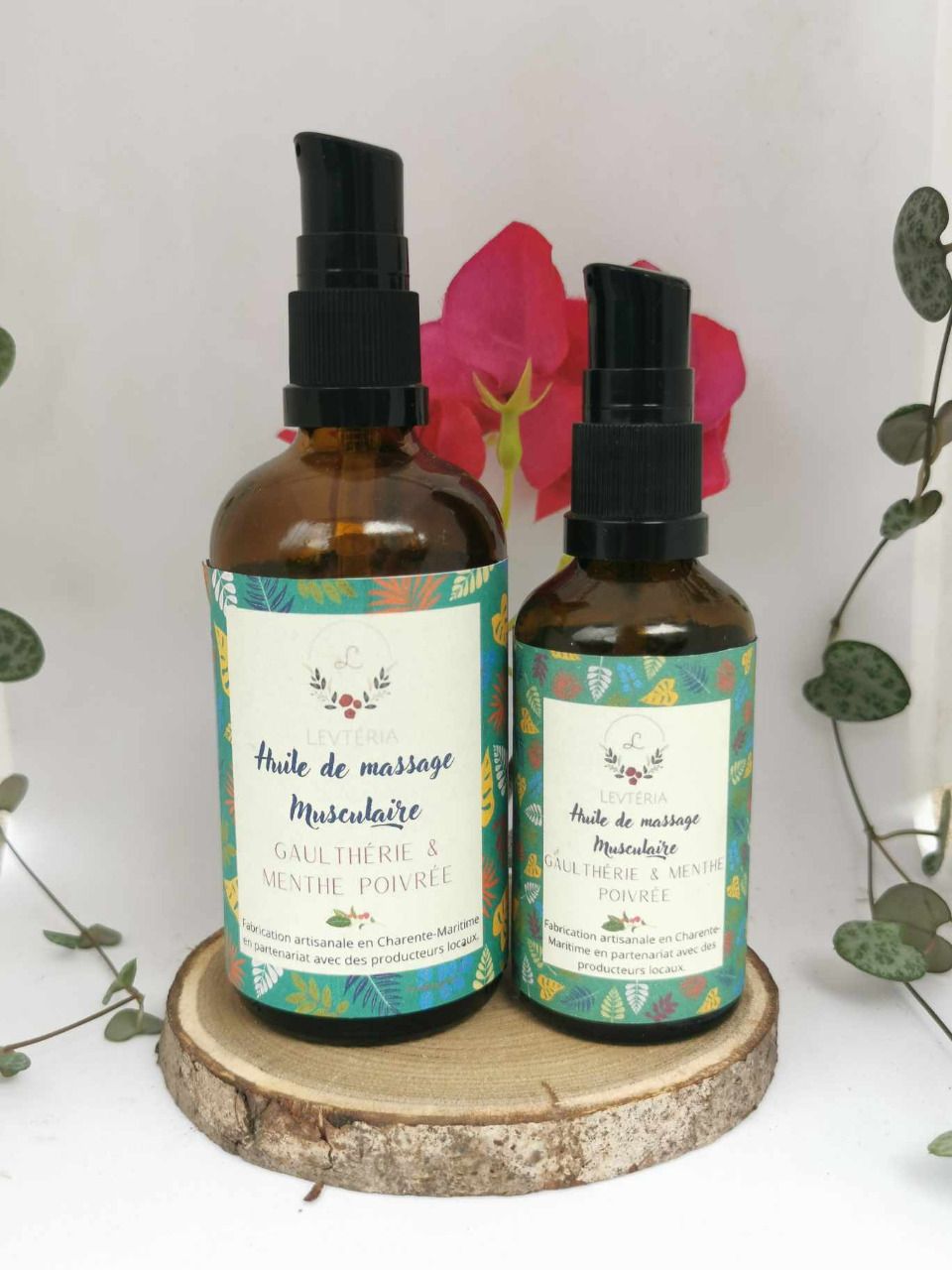 Huile de massage Musculaire - Gaulthérie & Menthe poivrée -  Levteria-cosmetiques